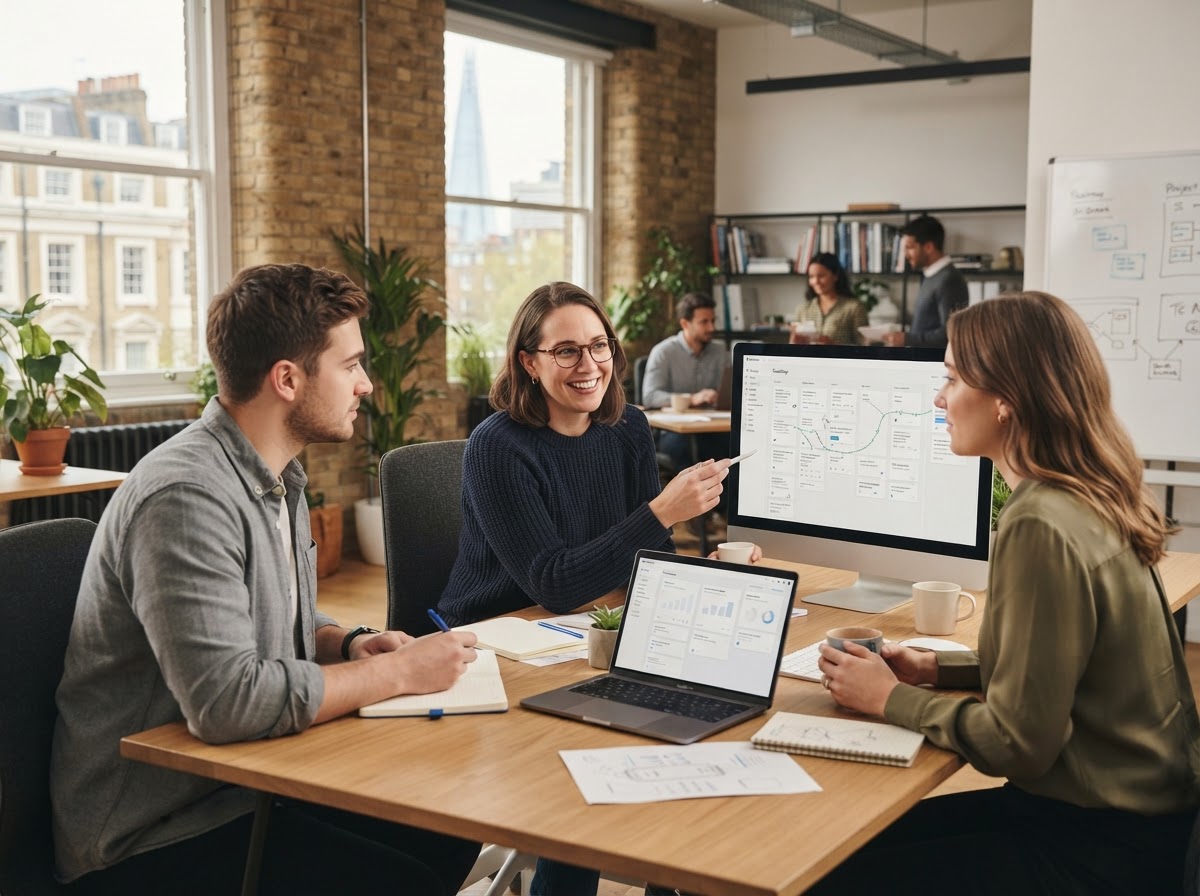 Finvetkorm team reviewing data analysis processes behind the platform